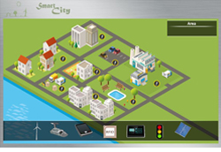 Screenshot des SmartCity Spiels.